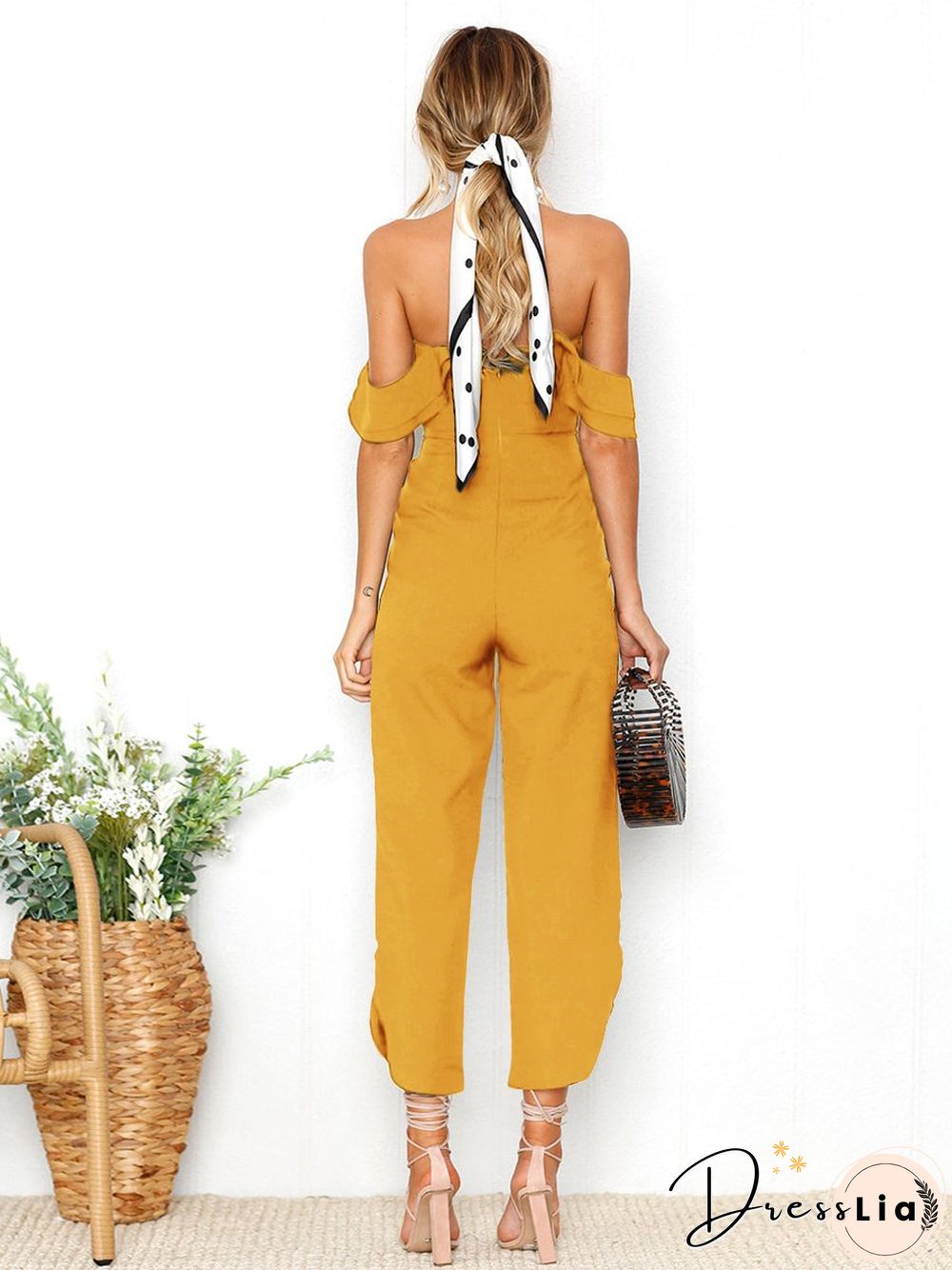 Black Sleeveless Plain Casual Off Shoulder Zip Back Jumpsuit