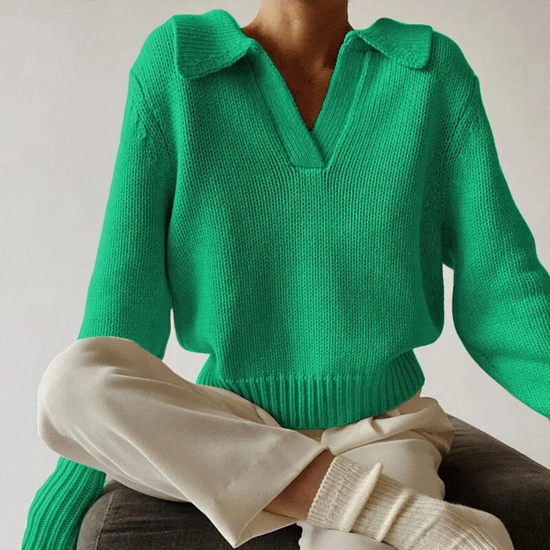 UForever21 Women's Sweater Solid Casual Long Sleeve Loose Pullover Sweaters Women New Autumn Winter 2022 Korean Fashion Green Tops Female