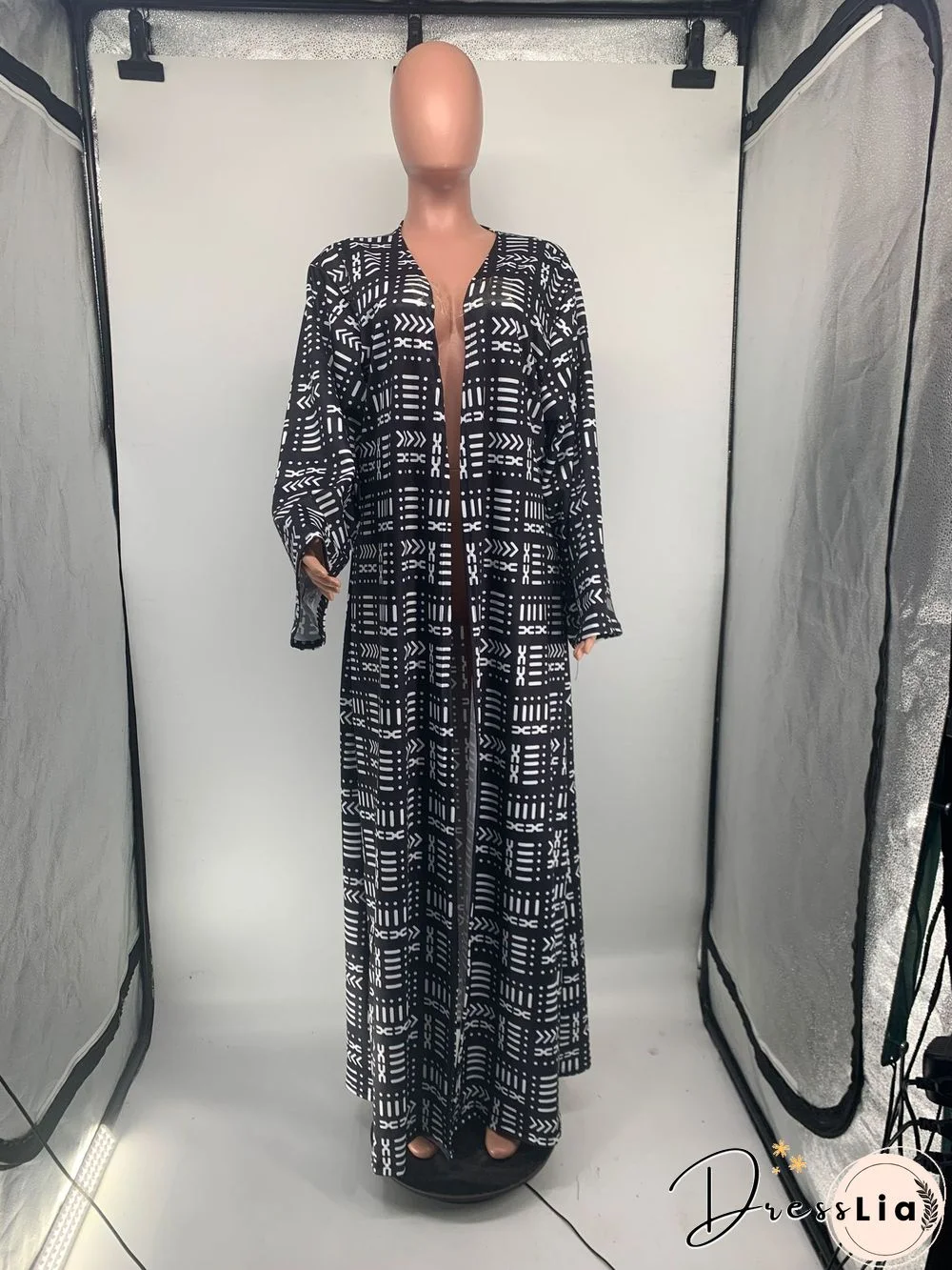 Stylish Print Loose Long Cardigan Coats