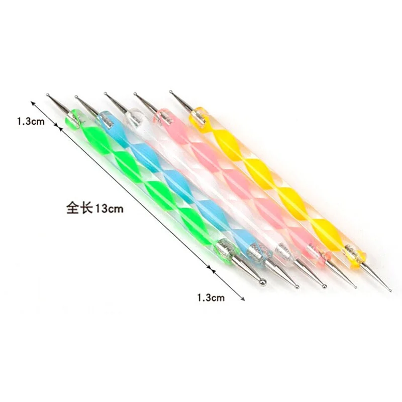 5pcs Double Head Nail Art Dotting Pens Nail Drill Point Nail Tools Dot Screw Rod Painting Tools Nail Point Drill Pen