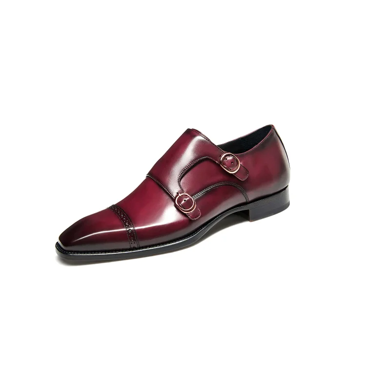 Hetschke Double Buckle Monk Goodyear Welted Leather Sole Shoes Gifennse gifennse