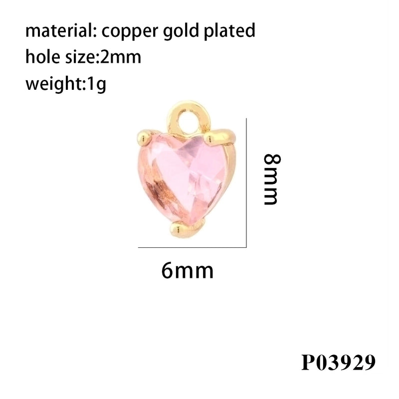 Romantic Minimalist Heart Shape Copper Plating Inlay Zircon 18k Gold Plated Valentine’s Day Charms