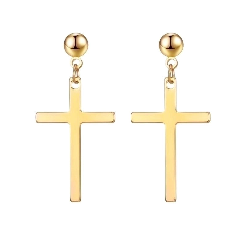 Punk Cross Stainless Steel Plating Drop Earrings 1 Piece