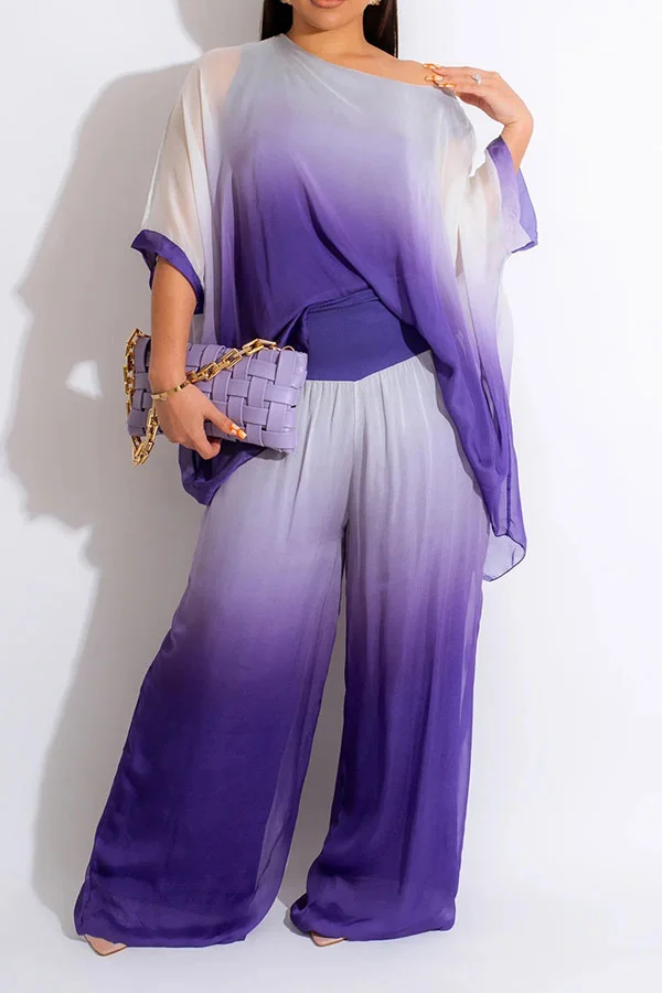 Gradient Relaxed Flowy Pant Suit