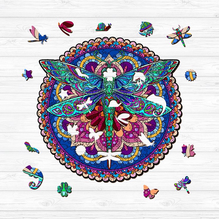 Madala Green Dragon Fly Wooden Jigsaw Puzzle