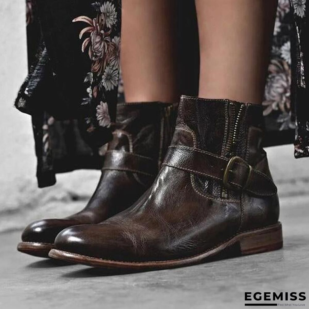 Fashion Zipper Low Heel Martin Boots | EGEMISS