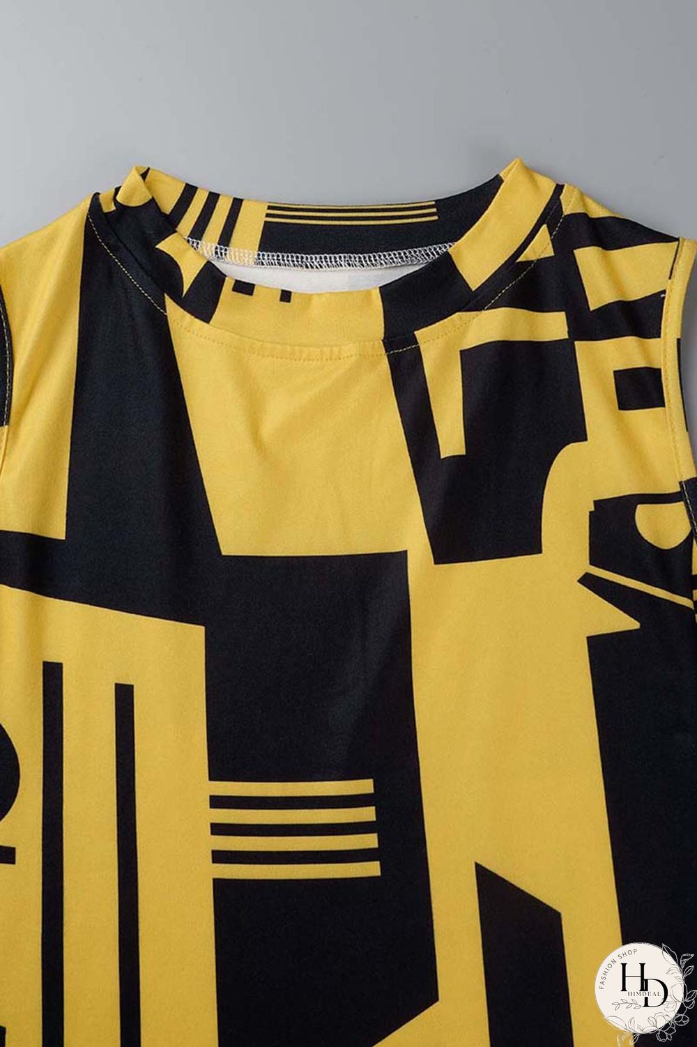 Yellow Casual Print Solid Basic O Neck Denim Dress Dresses