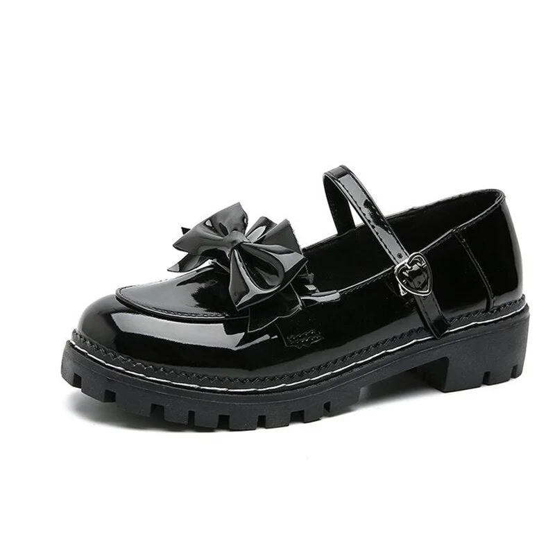 Sweet Lolita Shoes Women Mary Janes Leather Flats Shoes Ladies Flower Ruffle Round Toe College Girls Retro Cosplay Kawaii Shoes
