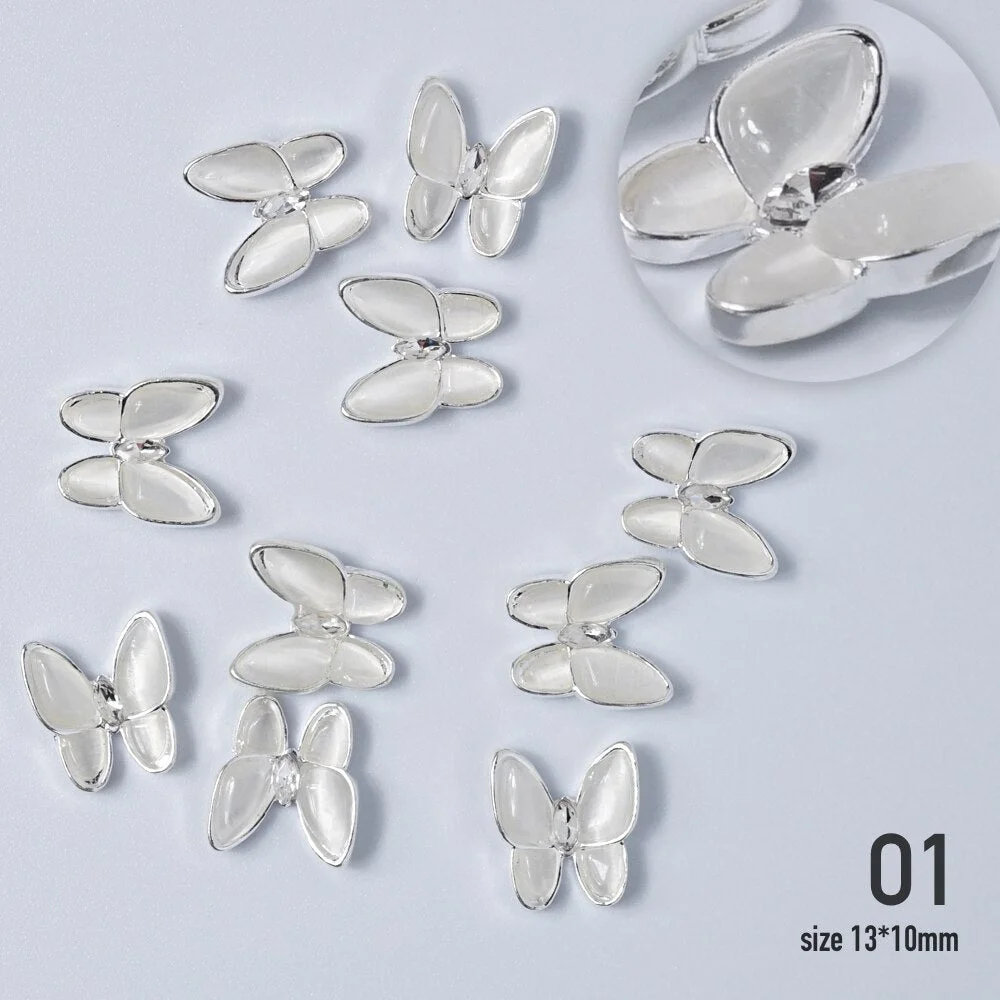 Nail jewelry 3D Alloy Butterfly high quality zircon Pearl Metal Manicure Nails DIY Accessories Nail Decoration Nail Art