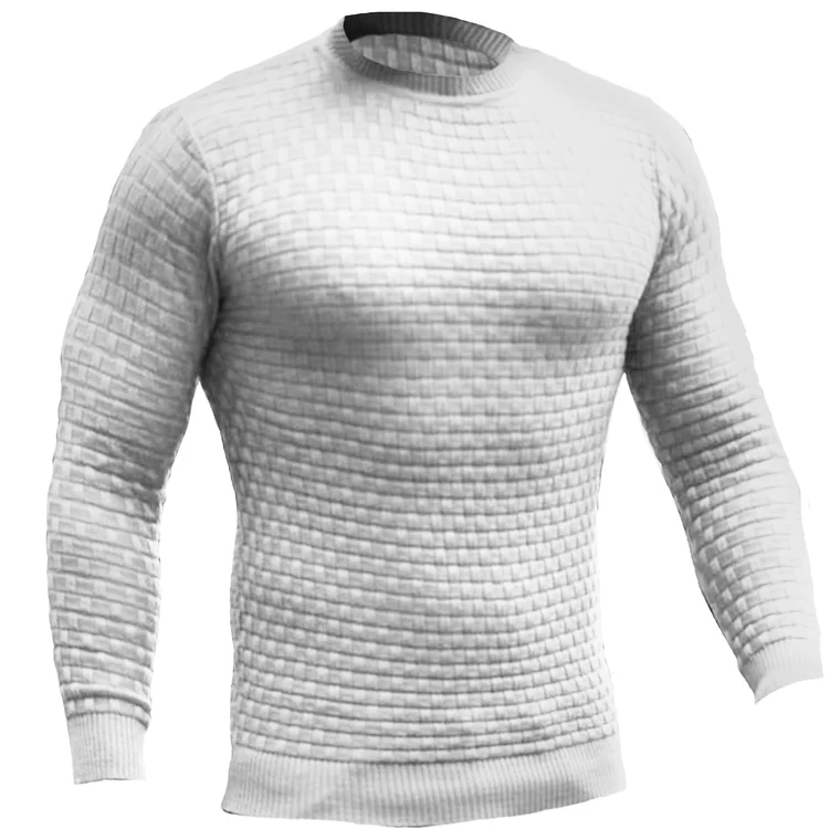 BrosWear Round Neck Waffle Textured Long Sleeved Sweatshirt