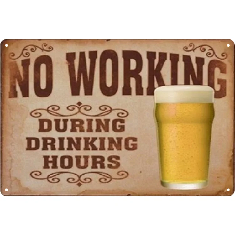 No working Beer - Vintage Tin Signs/Wooden Signs - 7.9x11.8in & 11.8x15.7in