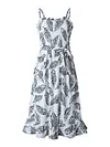 Simple Printed Condole Belt Midi Dress
