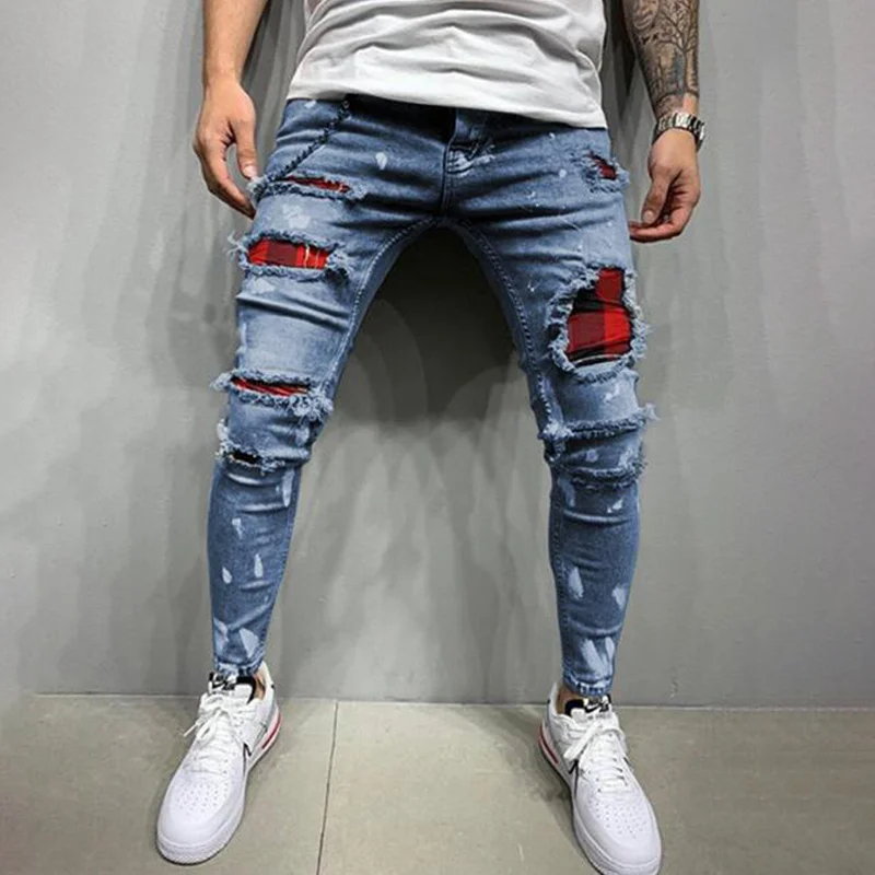 Men's Ripped Printed Jeans