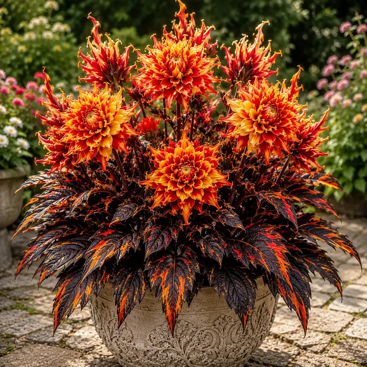 🤗🌸 Variegated Dahlia Bulbs 🌿💥 Stunning Multi-Color Blooms, Easy to Grow