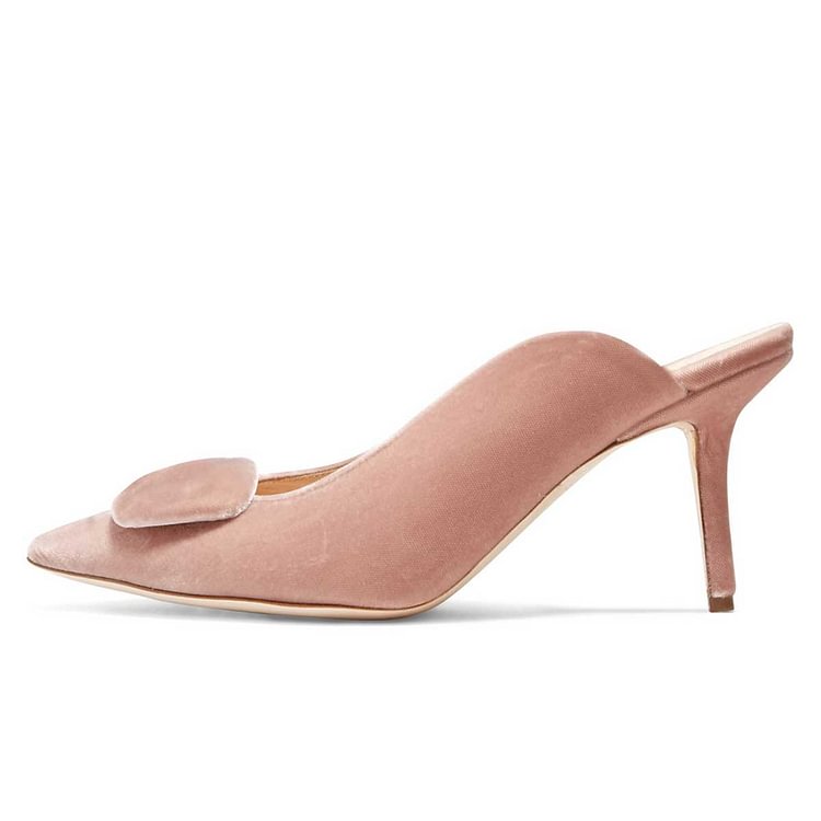 Women's Nude Pointy Toe Elegant Stiletto Heel Mules |FSJ Shoes
