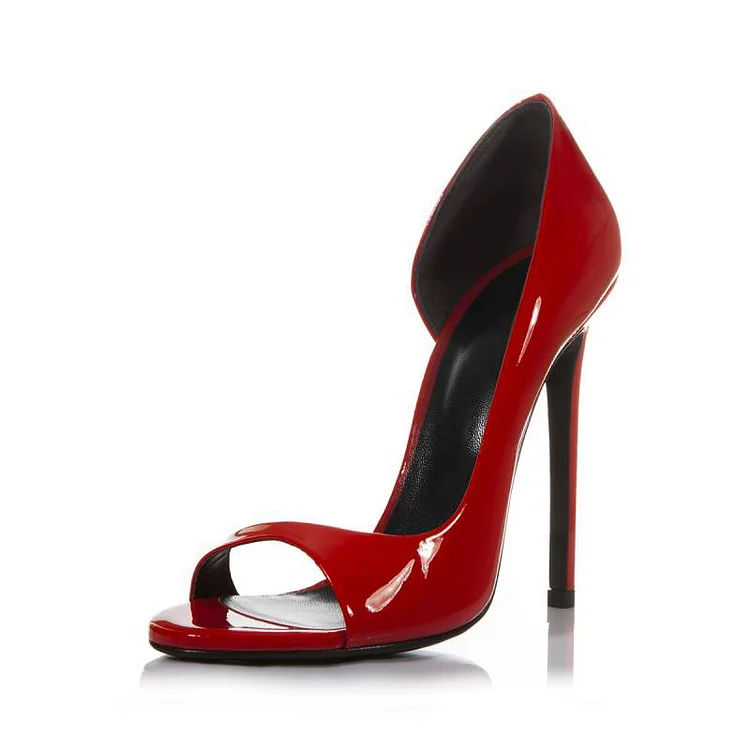 Red Patent Leather Stiletto Heels Pumps |FSJ Shoes