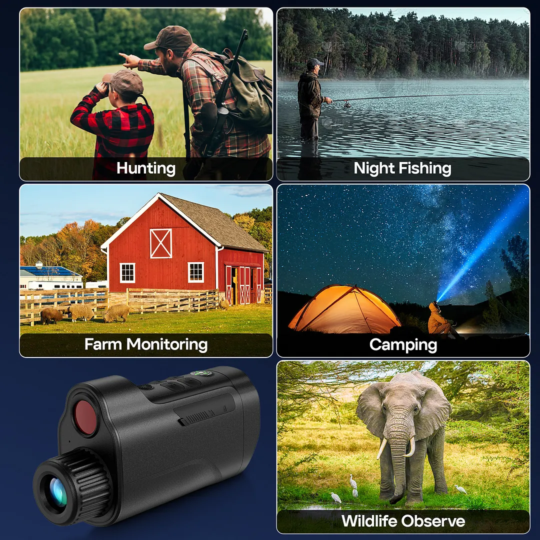 BEBANG 10X Night Vision Monocular, 1080P Infrared Monocular with 2" HD Screen, 2200mAh Rechargeable Battery for Camping Hiking & Security, 32GB