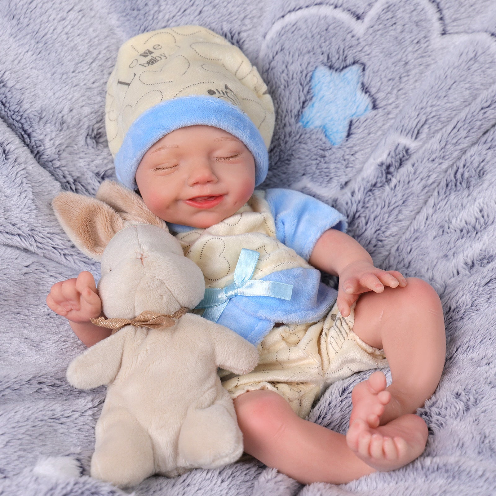 Babeside Olivia 12'' Full Silicone Reborn Baby Dolls Girl or Boy That Look Real Sleeping Smiling Blue