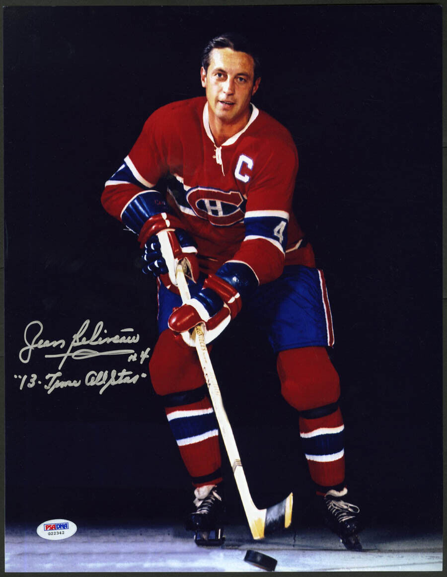 Jean Beliveau SIGNED 11x14 Photo Poster painting + Insc. Montreal Canadiens PSA/DNA AUTOGRAPHED