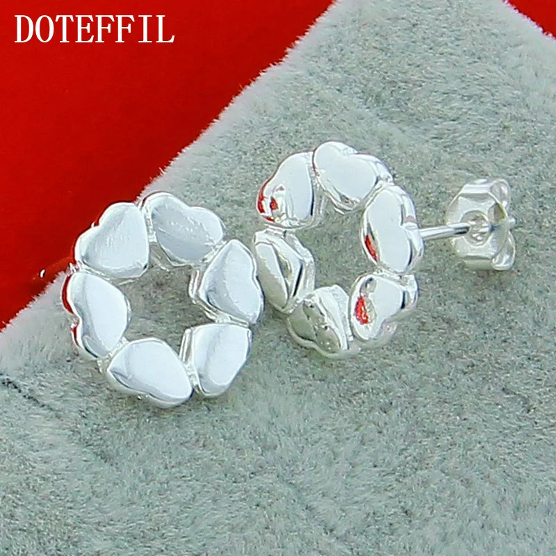 DOTEFFIL 925 Sterling Silver Six Heart Stud Earring For Women Jewelry