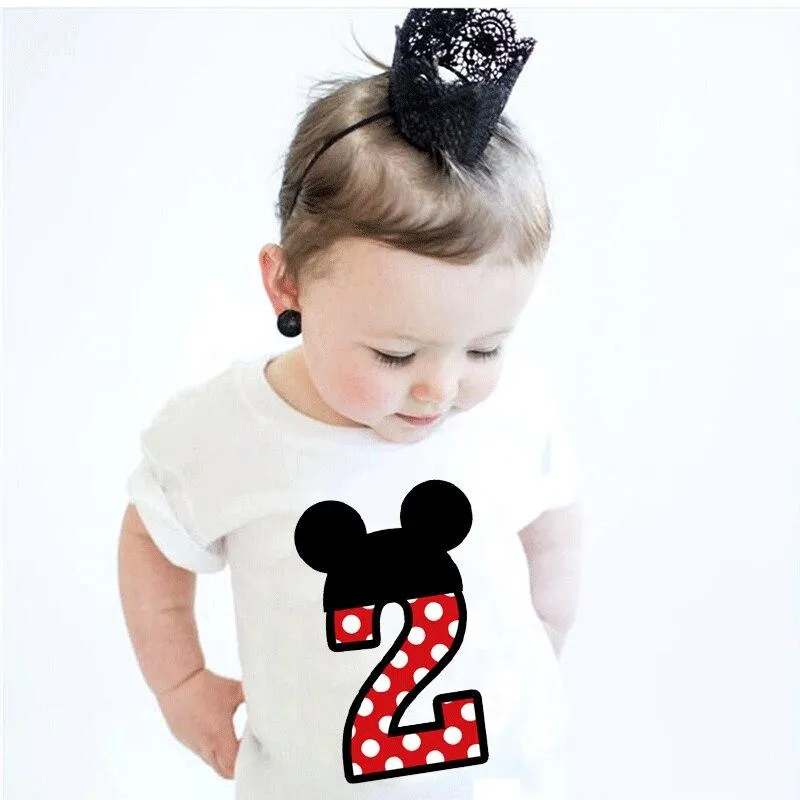 Dots Mouse Print Boy's T-shirts Cartoon Girls Tees Short Sleeve Summer Tops Boys Clothes Cute Kids Children Tshirt Clothing