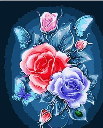 

Red and Blue Rose – Paint By Numbers - 40*50CM, 501 Original