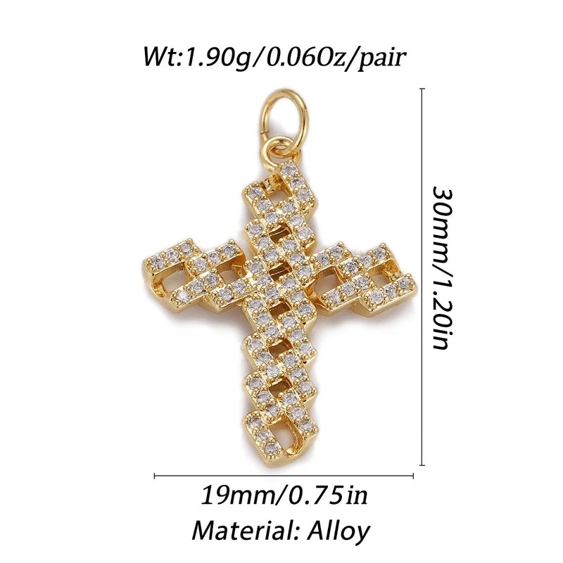 1 Piece Copper Zircon Cross Pendant