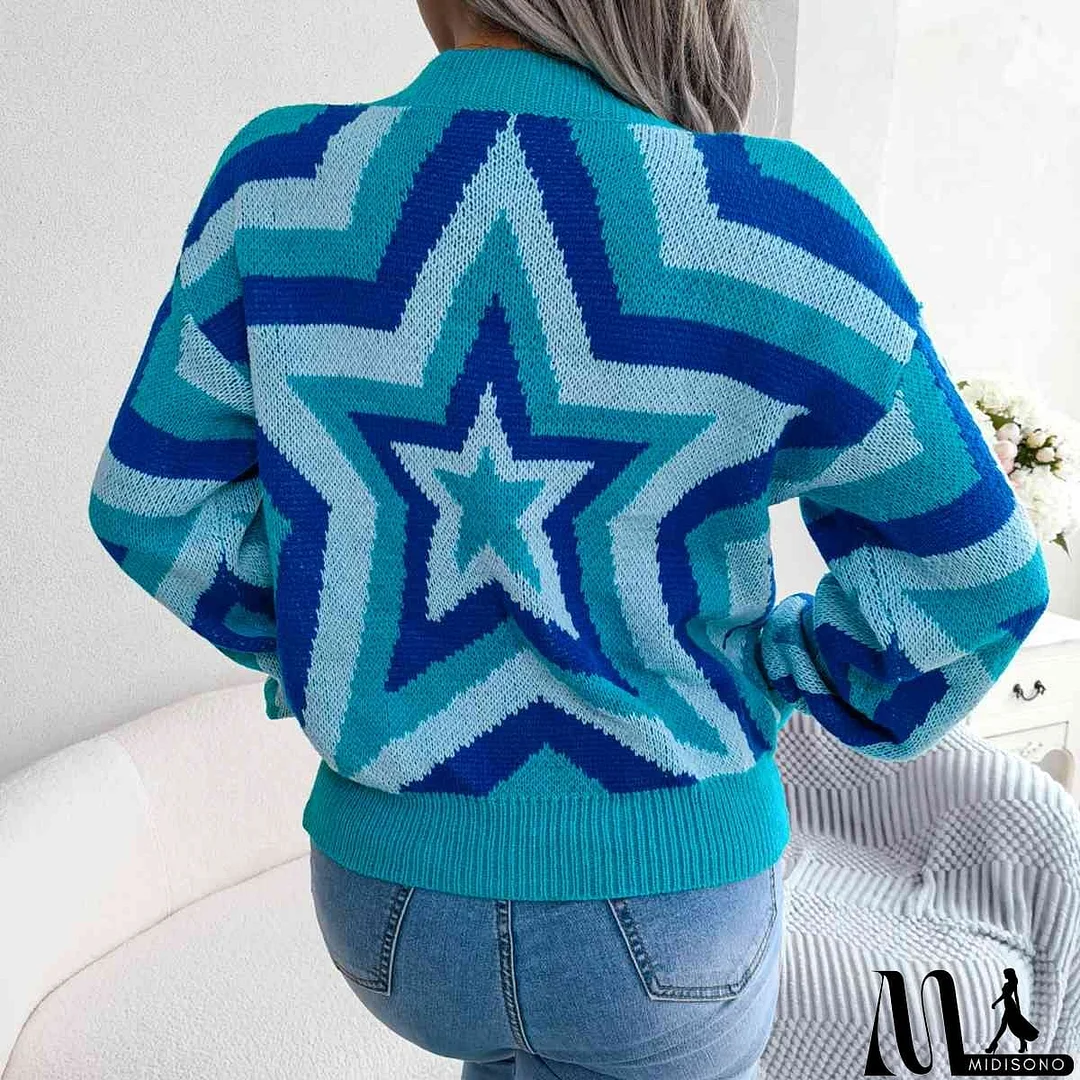 MidiSono - Star Round Neck Sweater
