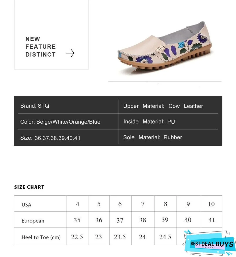 Women Genuine Leather Shoes Slip On Ballet Flats Loafers Shoes