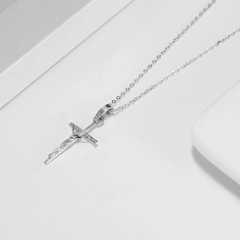 925 Sterling Silver Plated Cable Chain Plating Cross Pendant Necklace