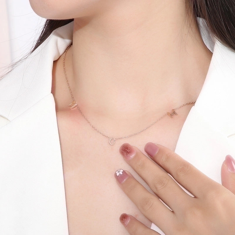 Stainless Steel 18K Gold Plated MAMA Minimalist Plating Solid Color Necklace