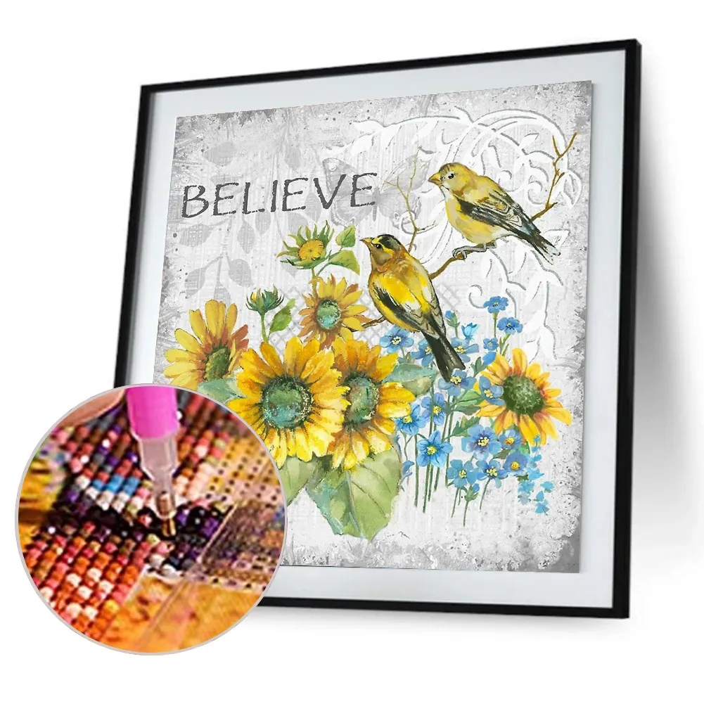 Full Round Diamond Painting 30*30cm - Flowers And Birds