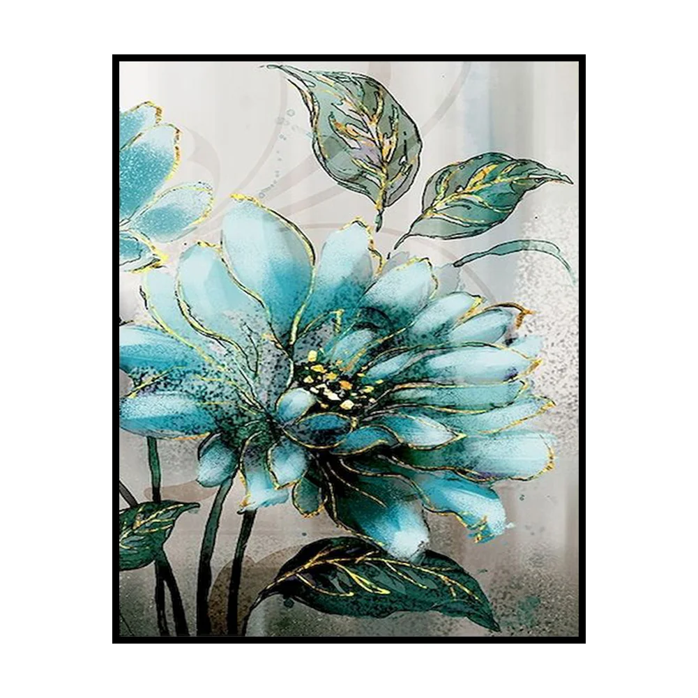11CT Full Stamped Cross Stitch - Blue flower(Canvas|40*50CM)