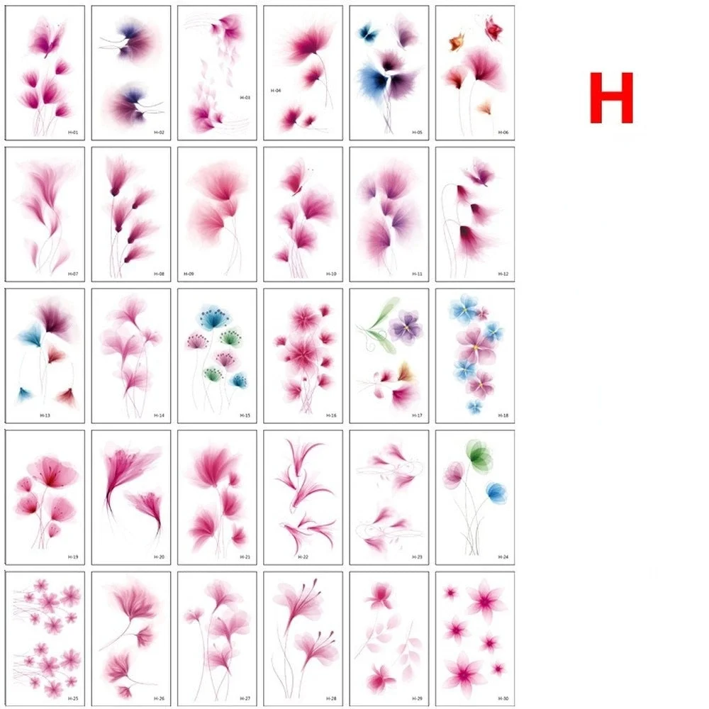 30pcs Ankle Black Line Body Art Flash Fake Waterproof Temporary Tattoos Women Arm Leg Chest Tatto Stickers Custom Flower Tatoos