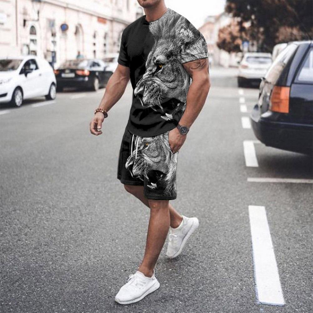 Men's Tiger Printed Leisure Sports Suit