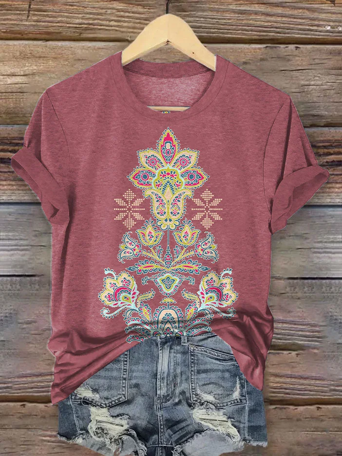 Retro Pattern Art Graffiti Women's Print T-shirt