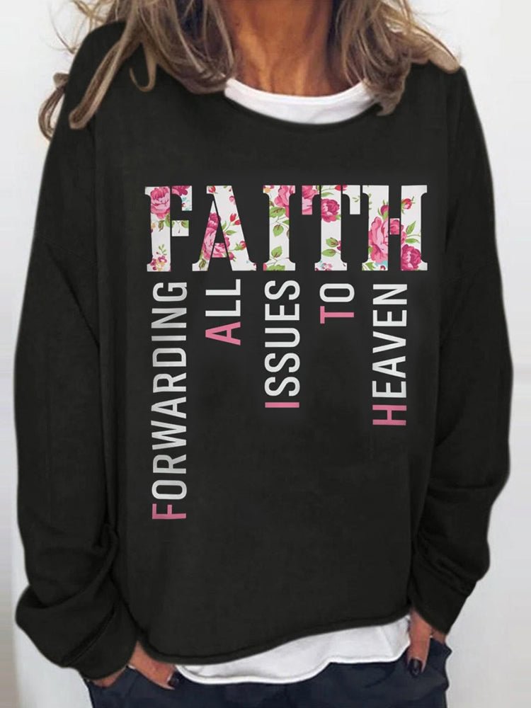 VChics Faith Forwarding All Issues To Heaven Loose Casual Sweatshirt