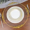 10 Pack | 7" White / Gold Swirl Rim Plastic Dessert Appetizer Plates, Round Disposable Salad Plates