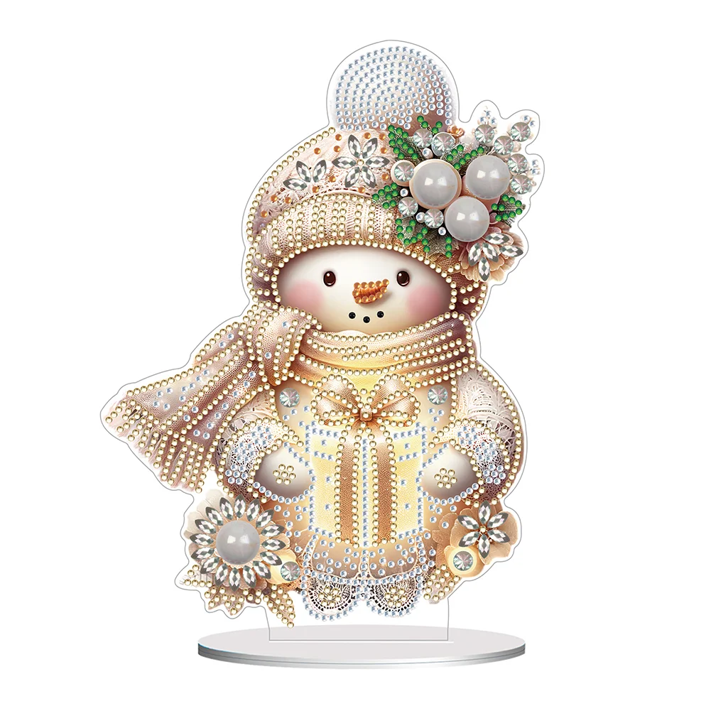 Everydayedeals DIY Christmas Snowman Diamond Painting Acrylic Ornaments  Crystal Rhinestones Christmas Ornaments With Holders For Table Decoration  Art Desk Top Decoration Diamond Dot Art Christmas Ornaments
