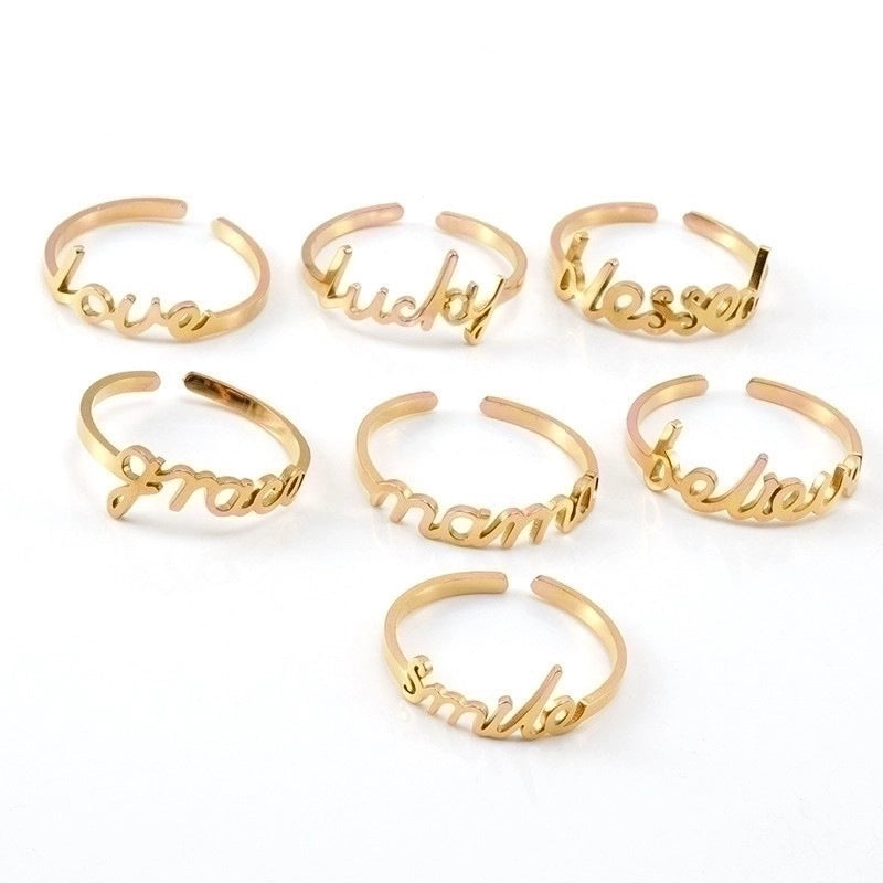 Fashion Letter 304 Stainless Steel 18K Gold Plated Stainless Steel Rings