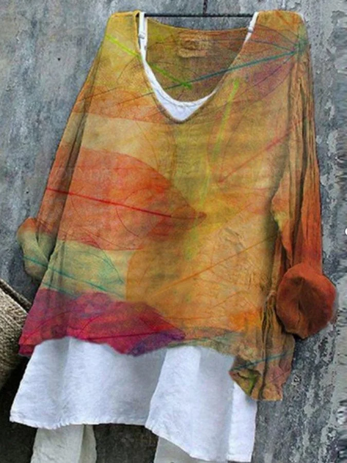 Women's Cotton Linen Casual Printed One Piece Top