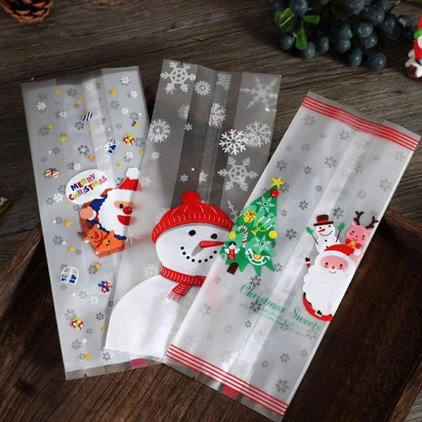 10Pcs Christmas Bag Santa Claus Snowman Candy Gift Merry Christmas Biscuit Cookie Bag