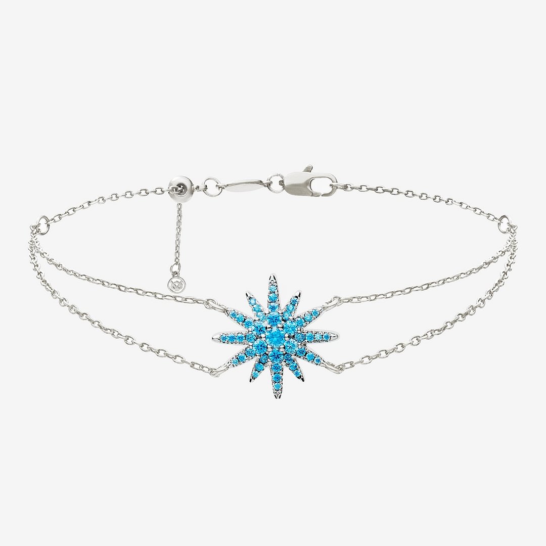 Lucky Charm Blue Star Silver Double Chain Bracelet