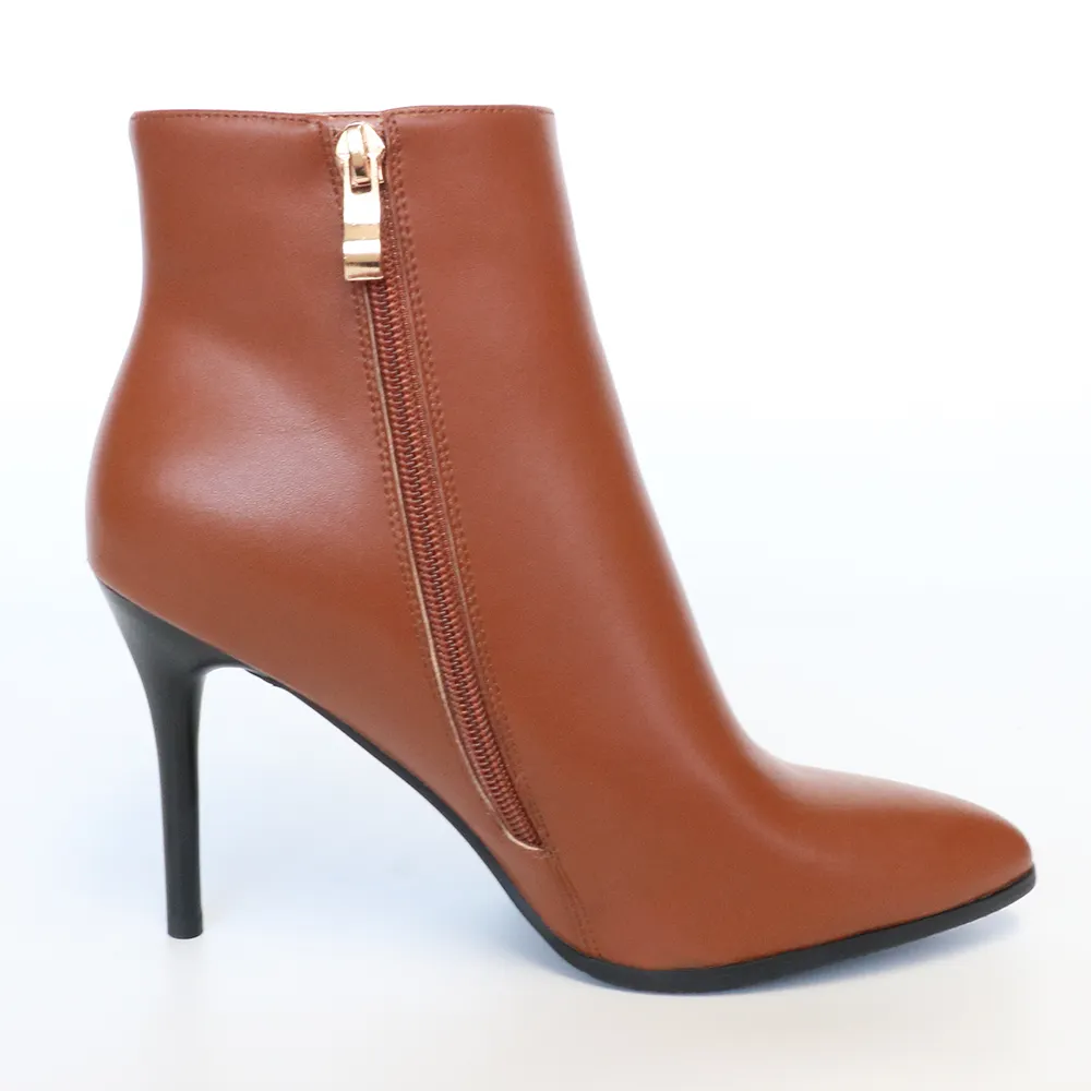 90mm Women's Zipper Ankle Boots Solid Color-vocosishoes