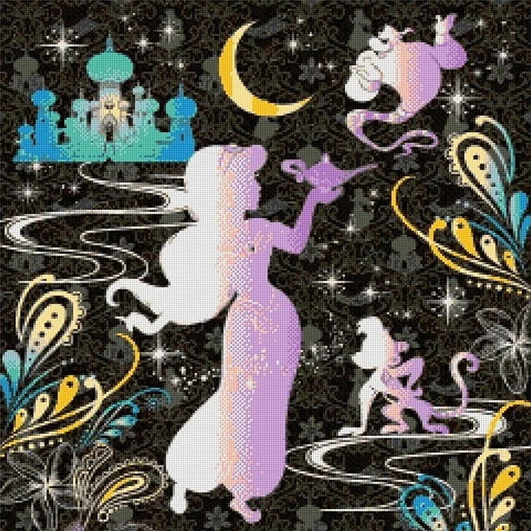 【Yishu Brand】Silhouette-Disney Princess Jasmine 11CT Stamped Cross Stitch 40*40CM
