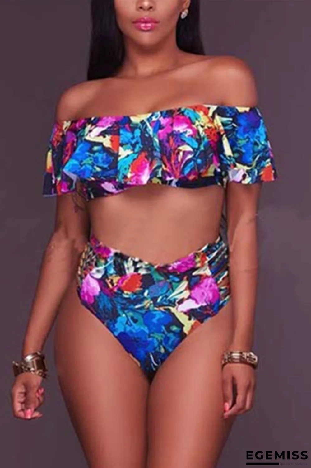 Blue Sexy Fashion Printed Swimsuit Set | EGEMISS