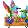 (US Local)DIY Diamond Painting Bird Wooden Hook Rail with 3 Hooks Punch Free Crafts Decor Kit