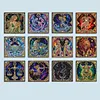 12 Zodiac Signs DIY Pearl Painting Kit with Frame for Adults 20x20cm