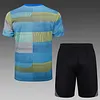 2025/2026 Real Madrid pre-match training Blue-Green Inkjet Shirt+Shorts 1:1 Thai Quality