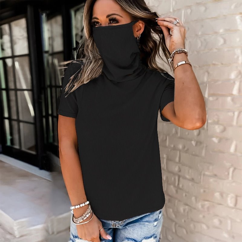 Stacked Neck Mask Top Dust Mask T-shirt Women's Wear